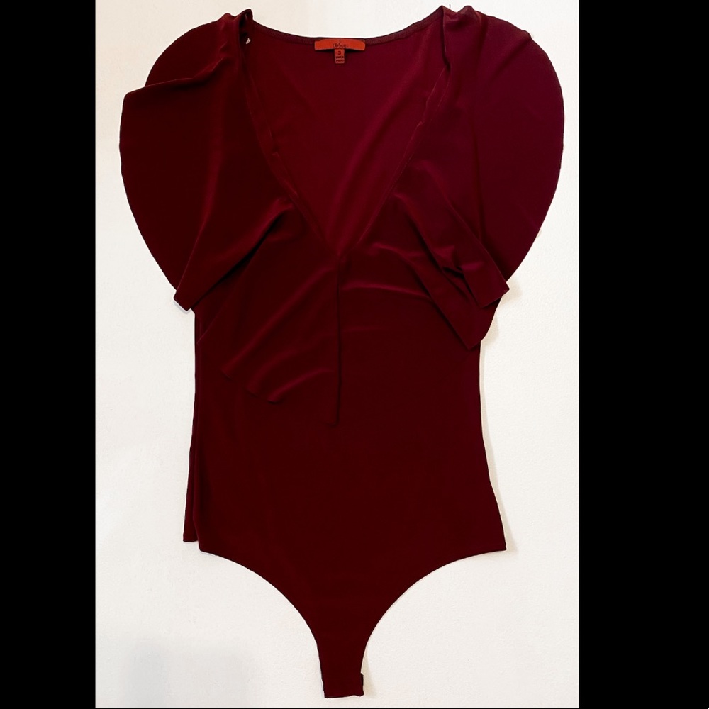 Maroon flutter top bodysuit